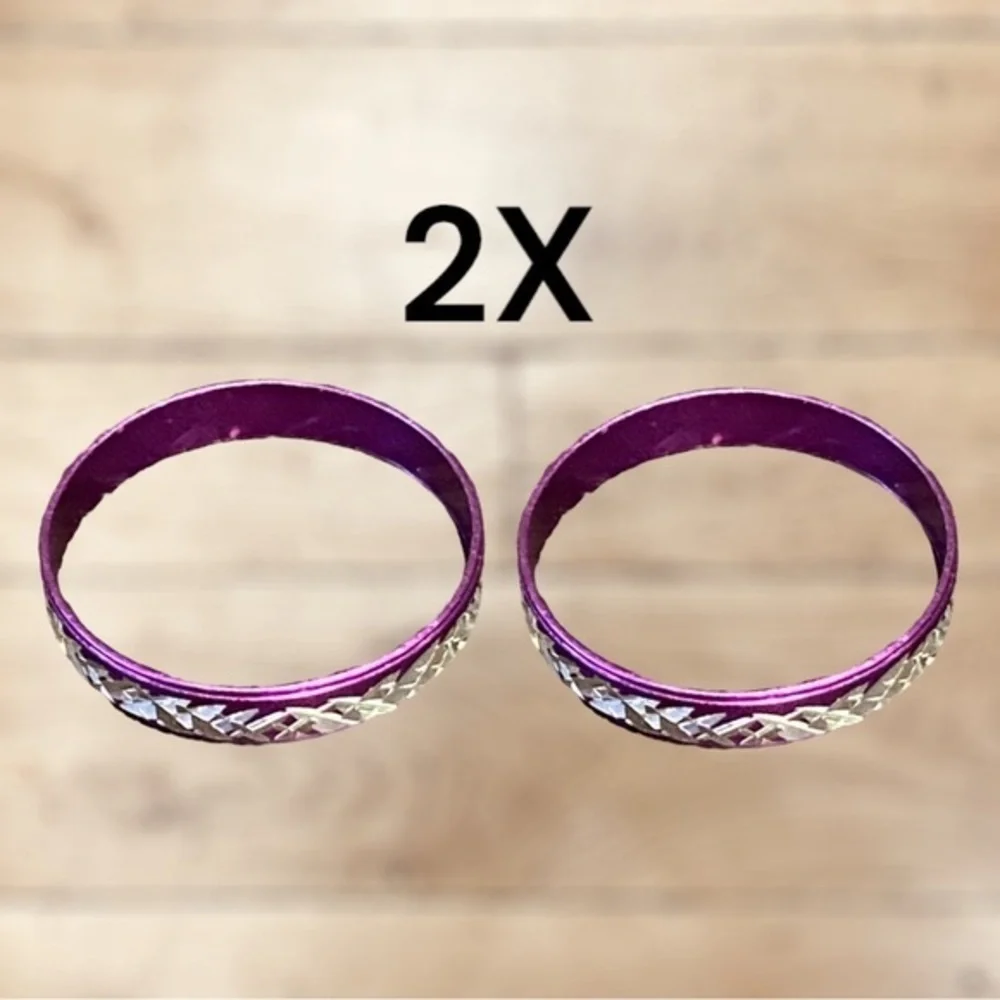 NEW - Fine Fashion Unisex Lightweight Aluminum 2 Count Rings (Purple / 16-19MM)